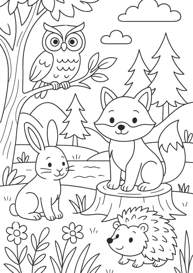 Free Woodland Animals Coloring Page – Nature Fun for Kids!
