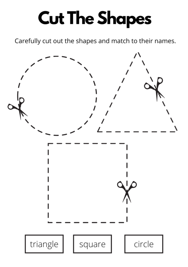 Cut The Shapes Motor Skills Activity sheet Help My Kids Are Bored