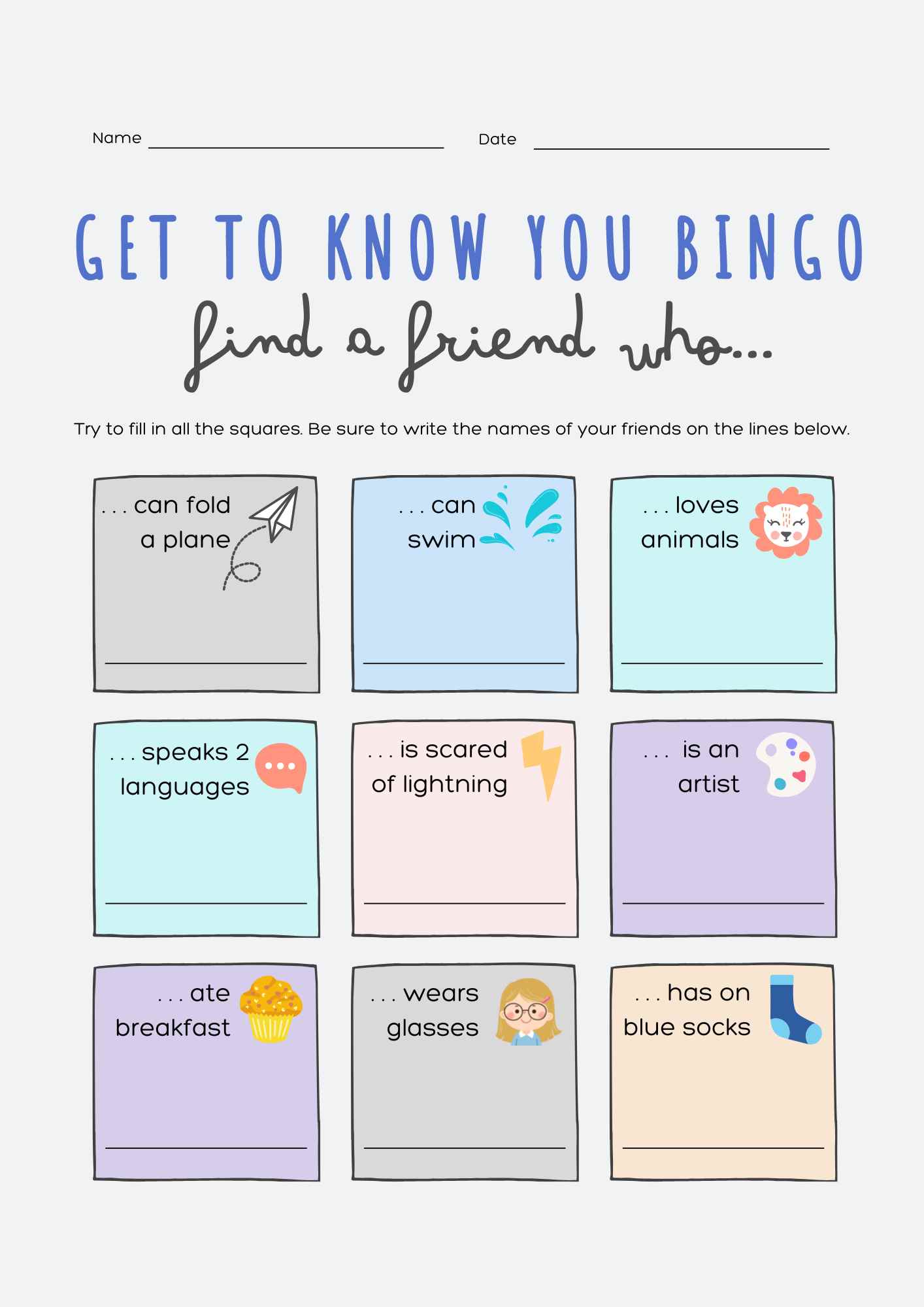 Get To Know You Classroom Bingo Game – Help My Kids Are Bored